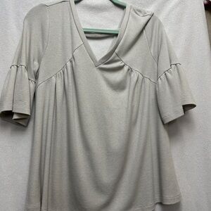 Elegant Cream V-Neck Women's Top